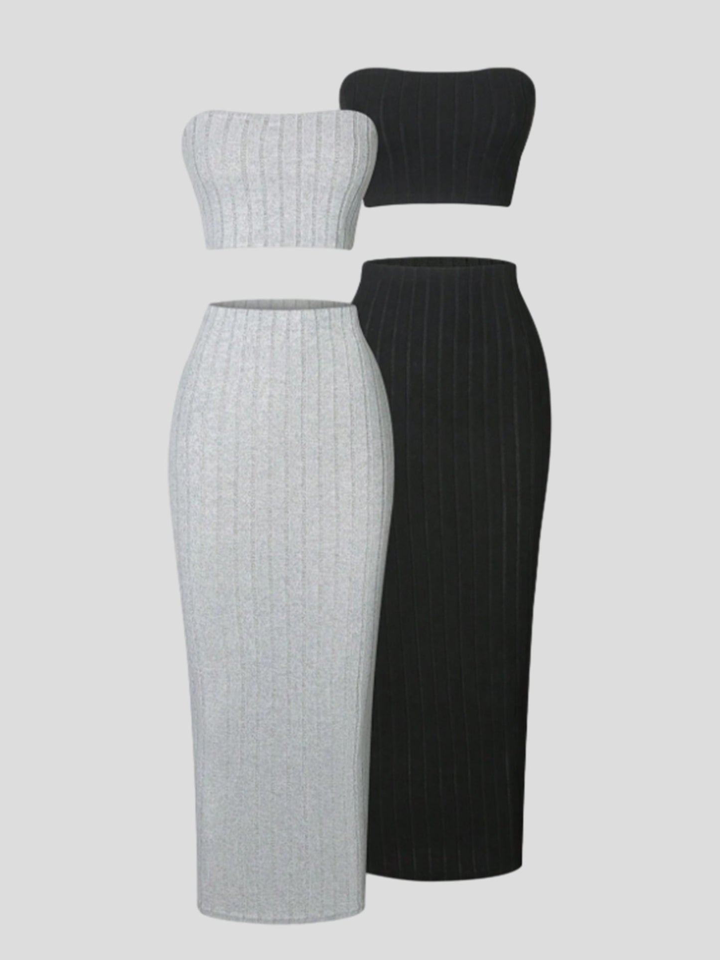 Conjunto falda y top en negro o gris