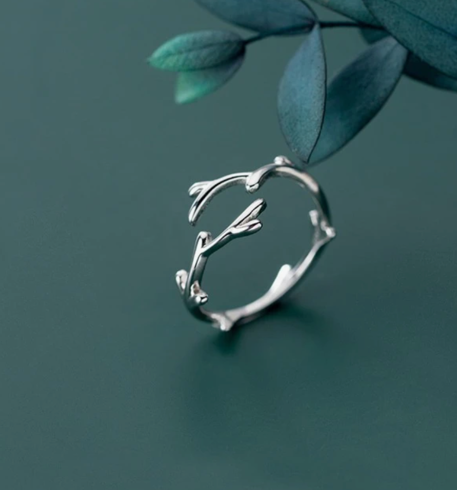 Anillo ramas en plata