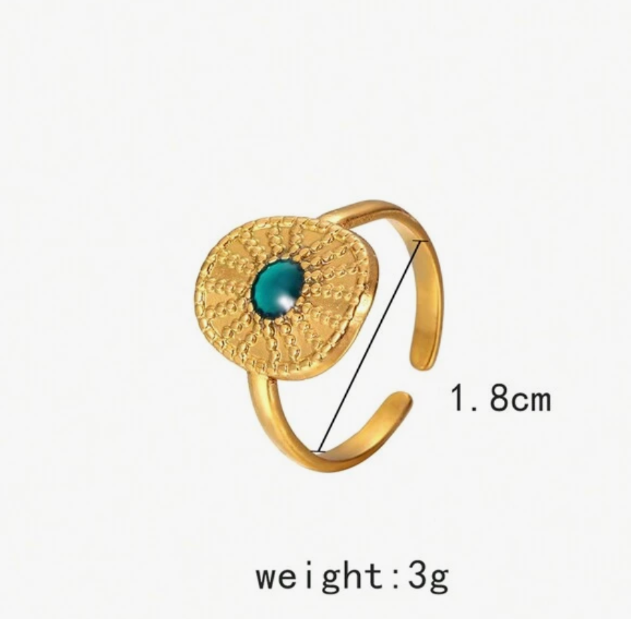 Anillo óvalo piedra verde