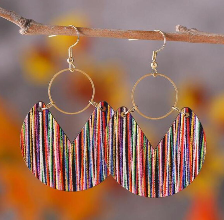Pendientes madera rayas