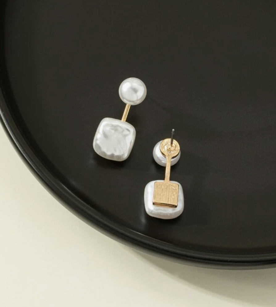 Pendiente doble perla