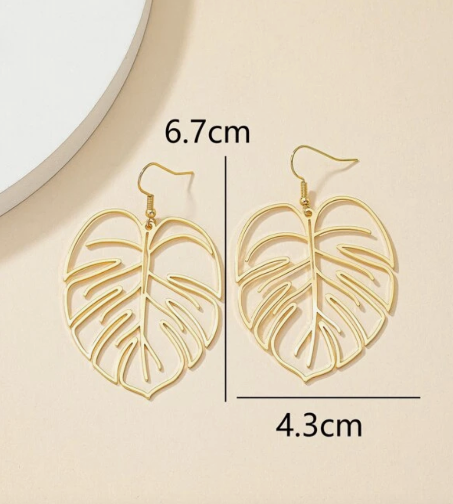 Pendientes hoja dorada