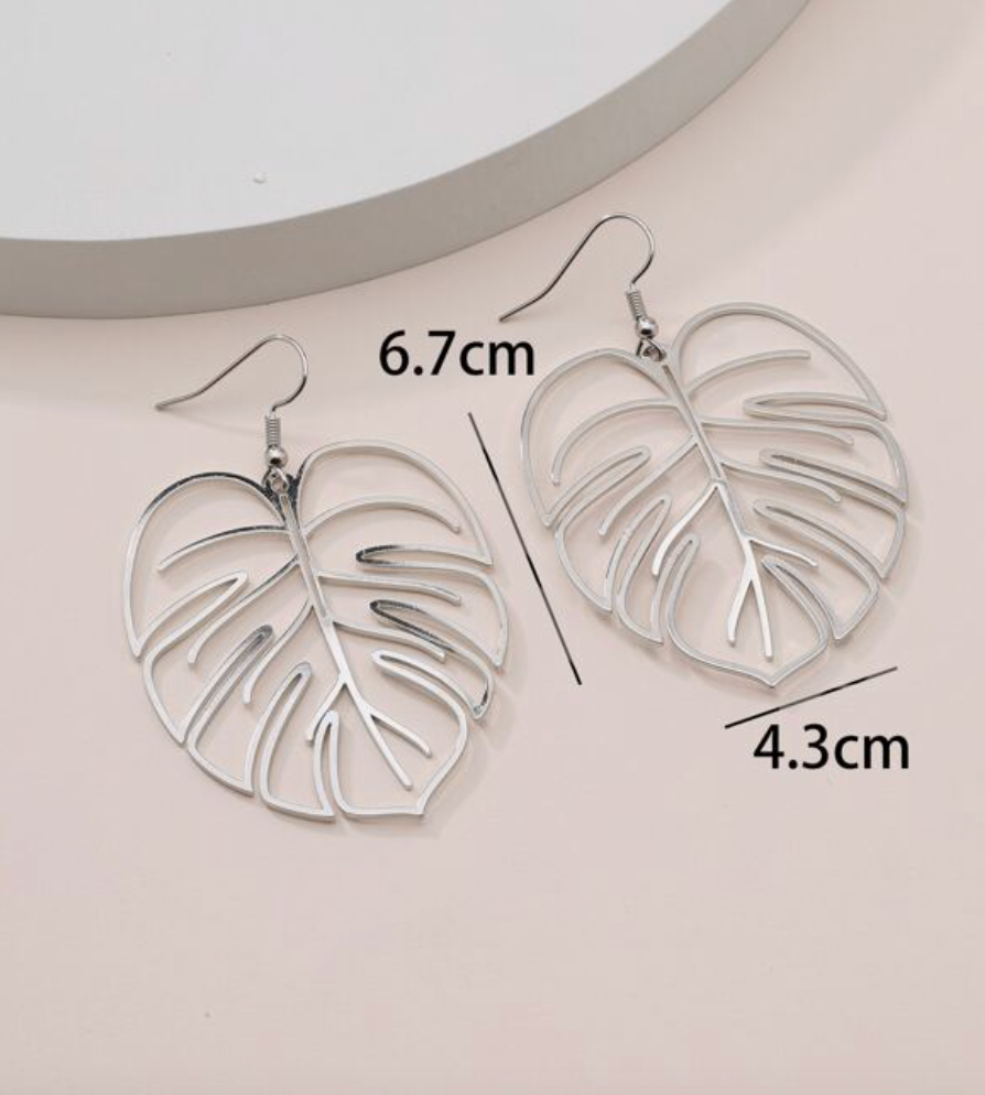Pendientes hoja plateados