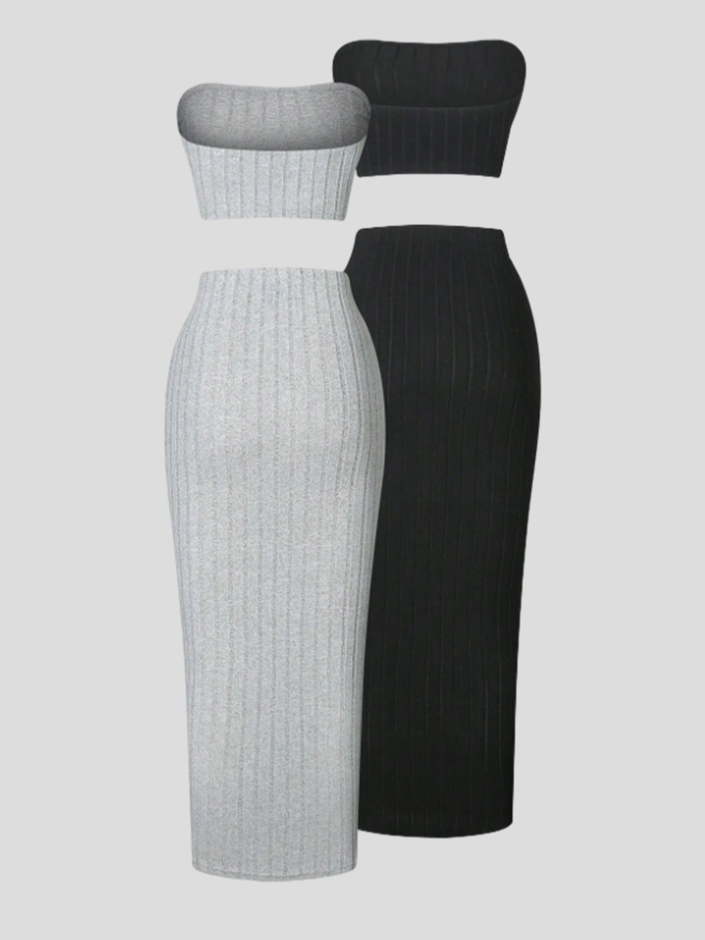 Conjunto falda y top en negro o gris