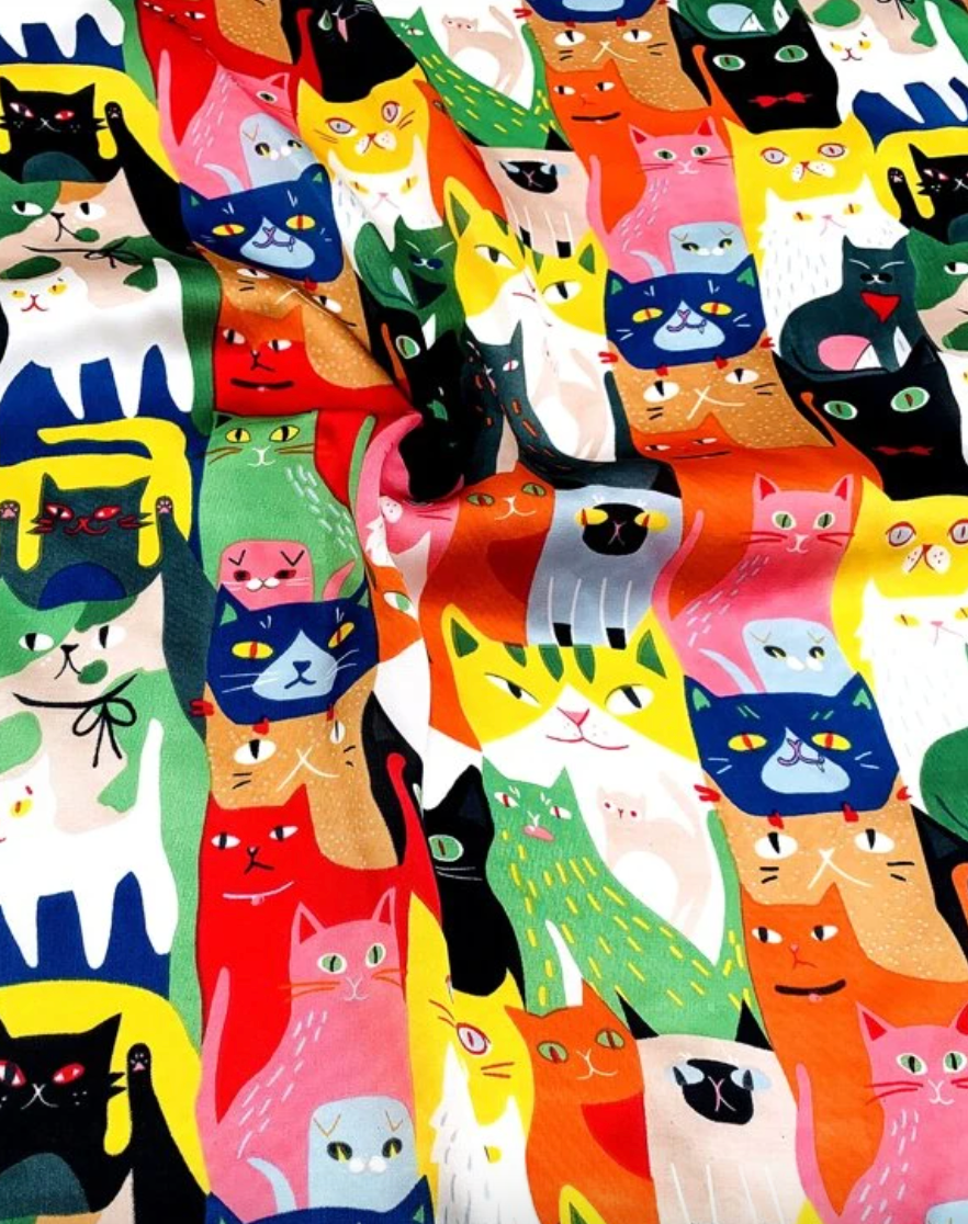 Pañuelo estampado gatos de colores