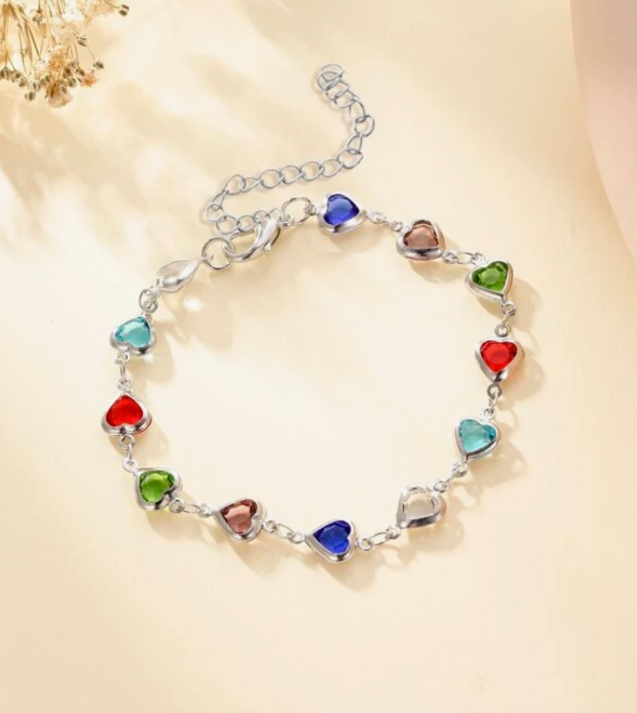 Pulsera corazones en plata