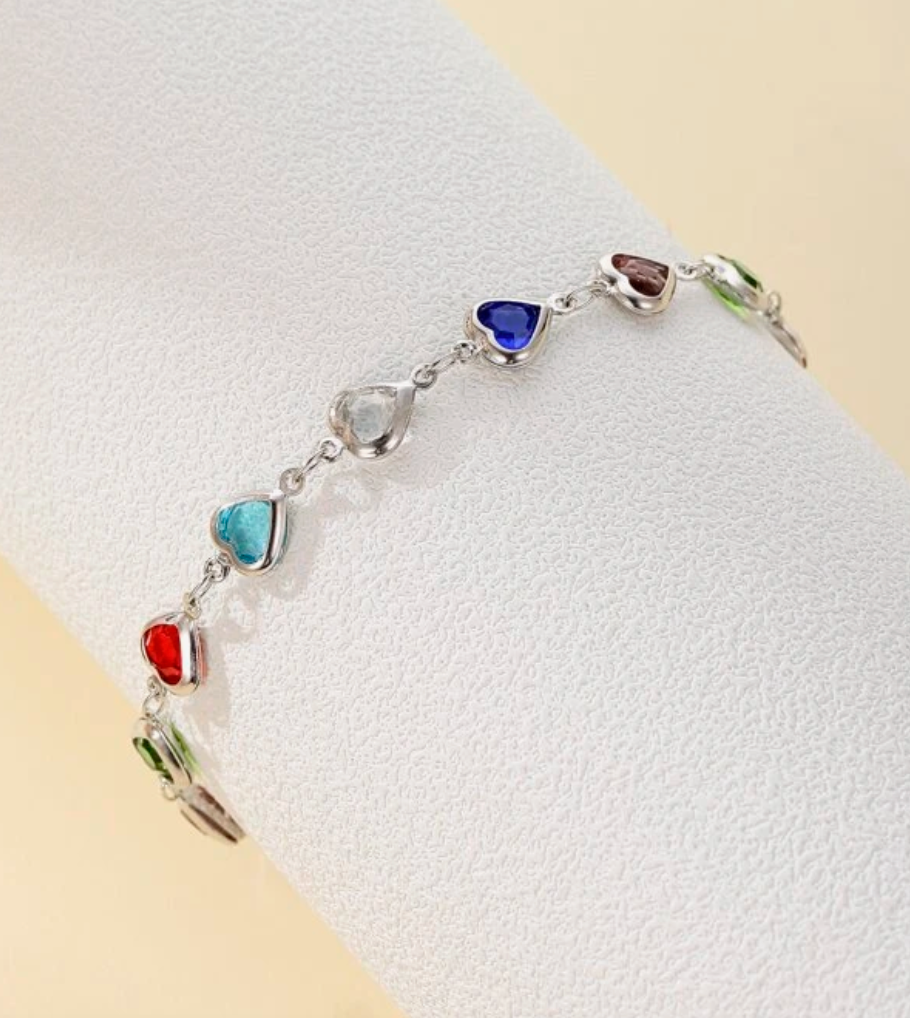 Pulsera corazones en plata