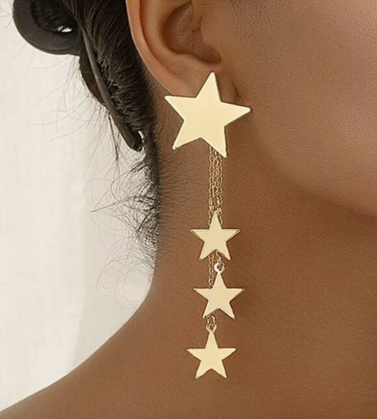 Pendientes largos con estrellas